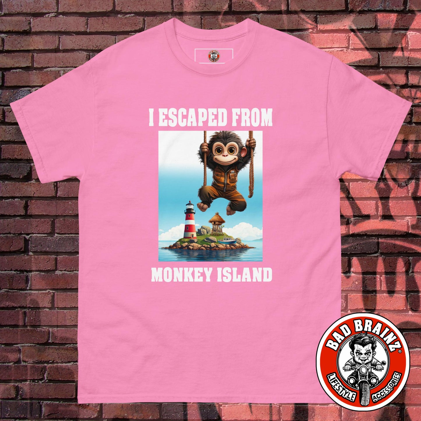 "I Escaped From Monkey Island" t-shirt - Bad Brainz Lifestyle Accessories