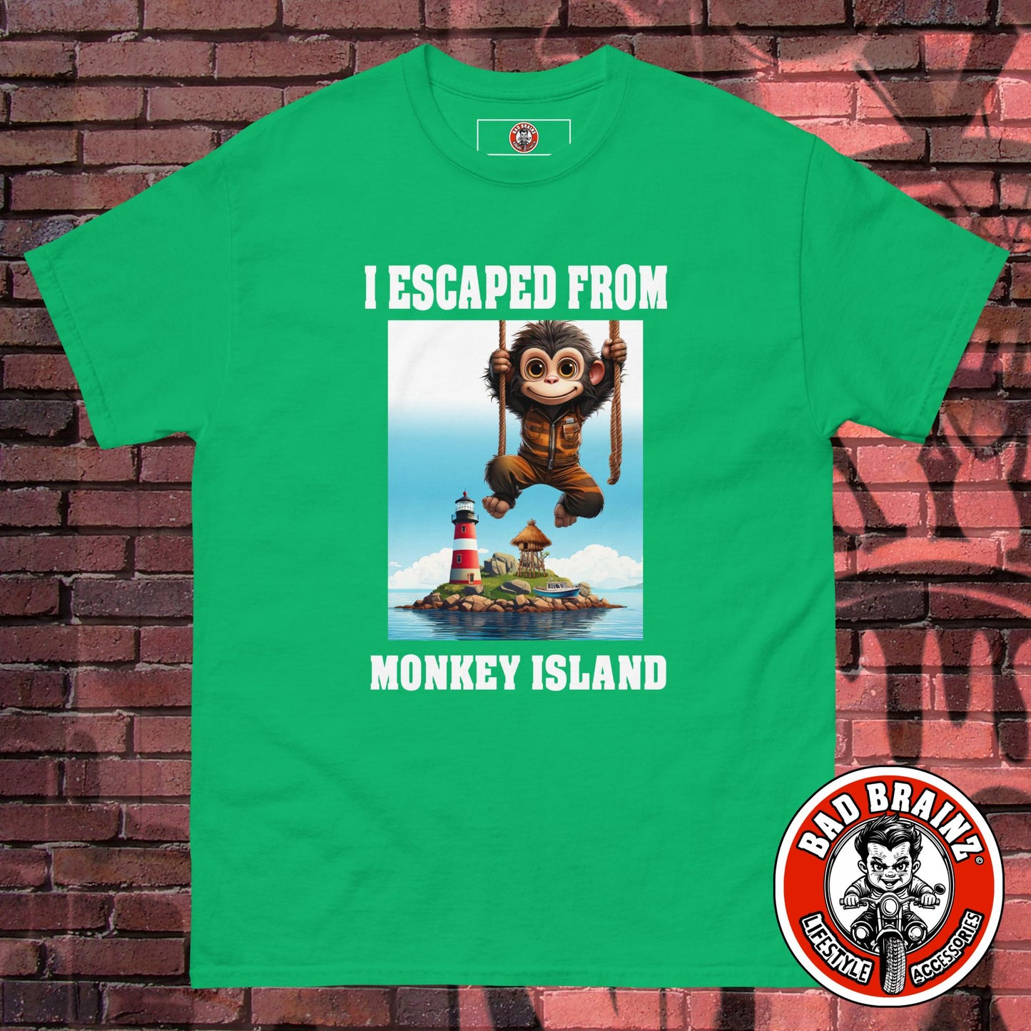 "I Escaped From Monkey Island" t-shirt - Bad Brainz Lifestyle Accessories