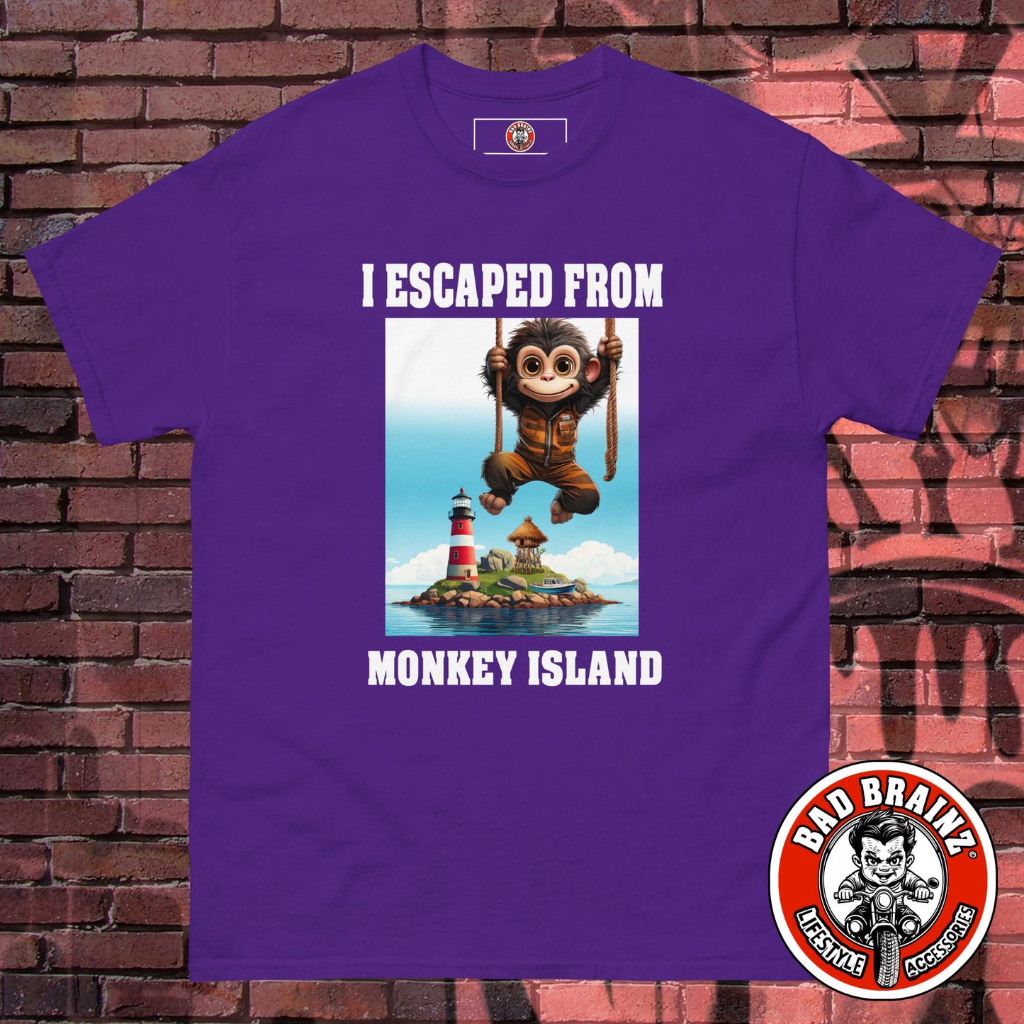 "I Escaped From Monkey Island" t-shirt - Bad Brainz Lifestyle Accessories